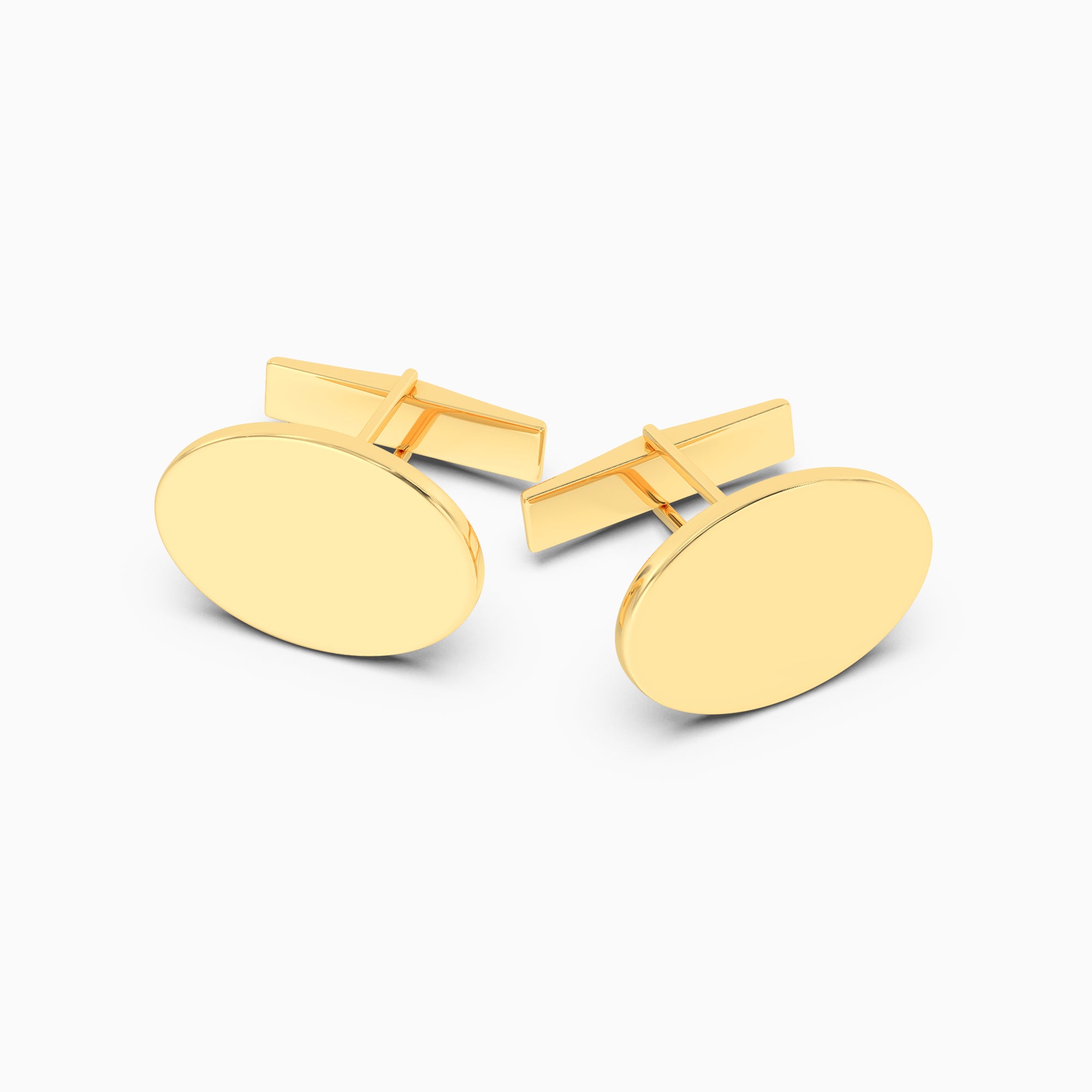 Men Oval Monogram Cufflinks-Gold Plated