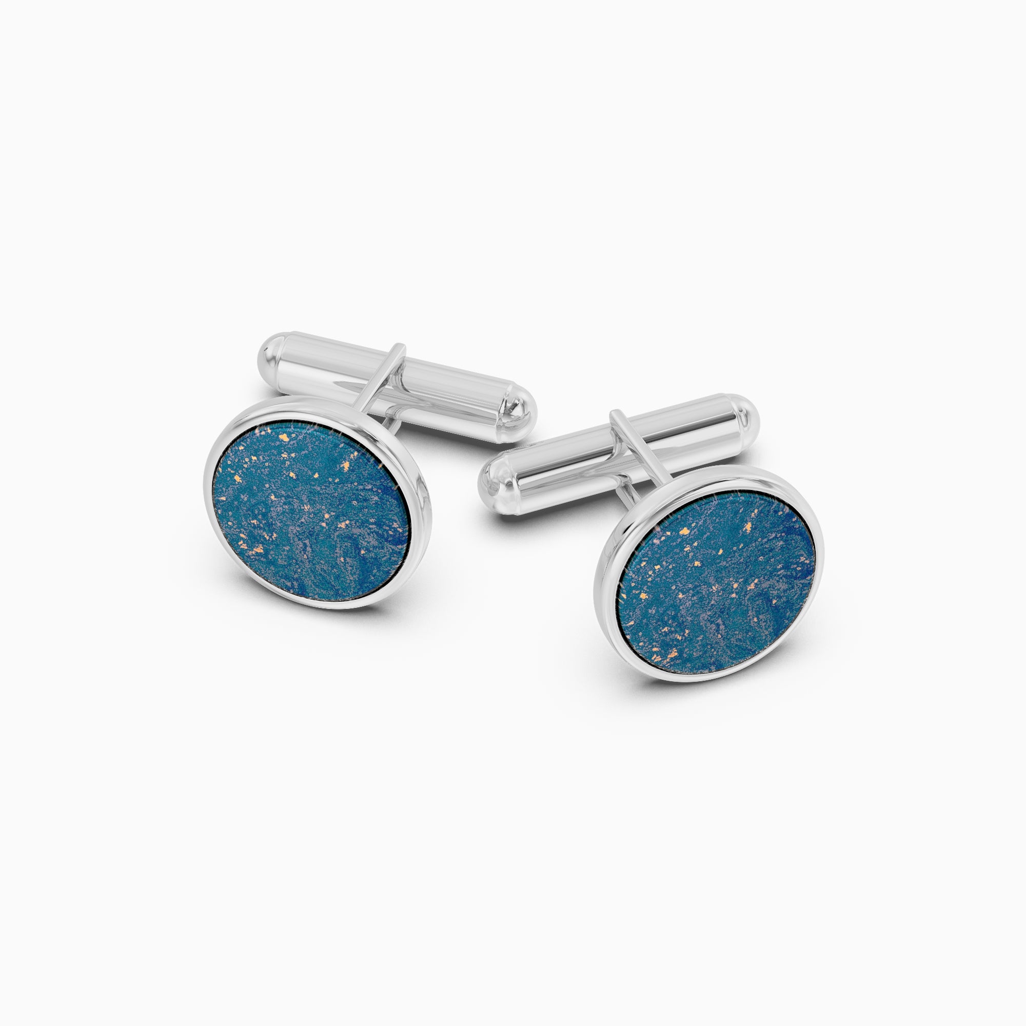 Men's Blue Lapis Lazuli Silver Cufflinks