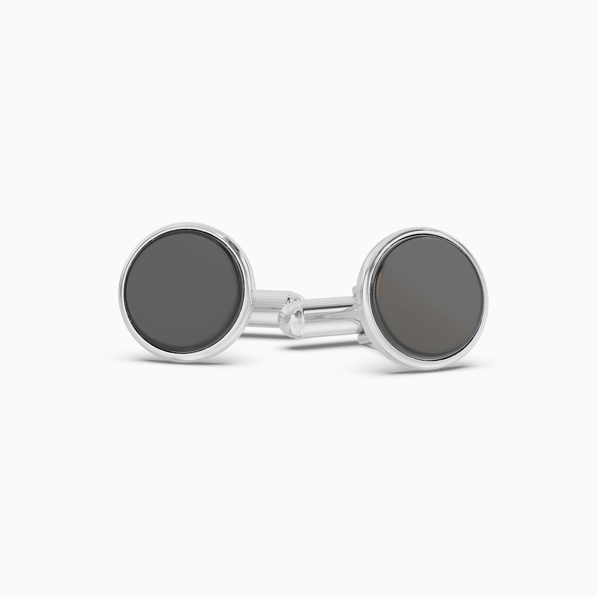 Men's Black Oynyx Silver Cufflinks