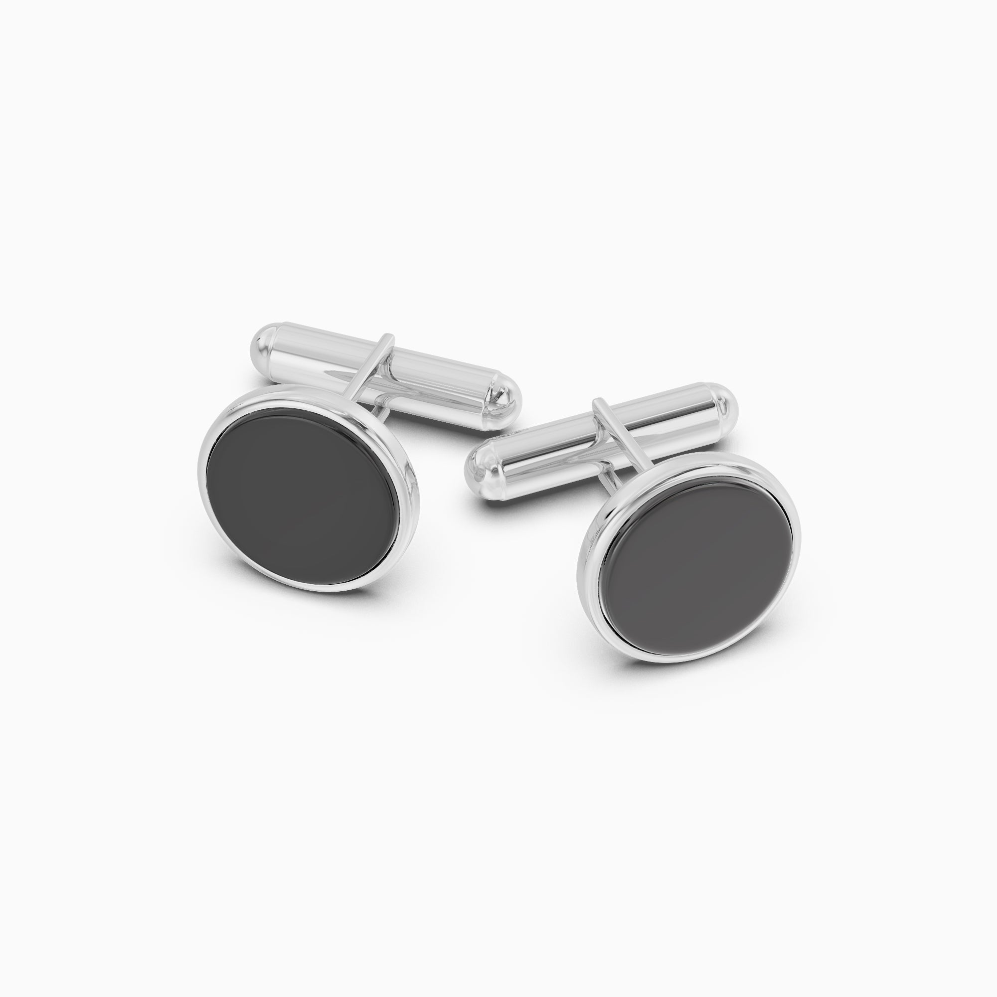 Men's Black Oynyx Silver Cufflinks