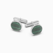 Men's Malachite Silver Cufflinks