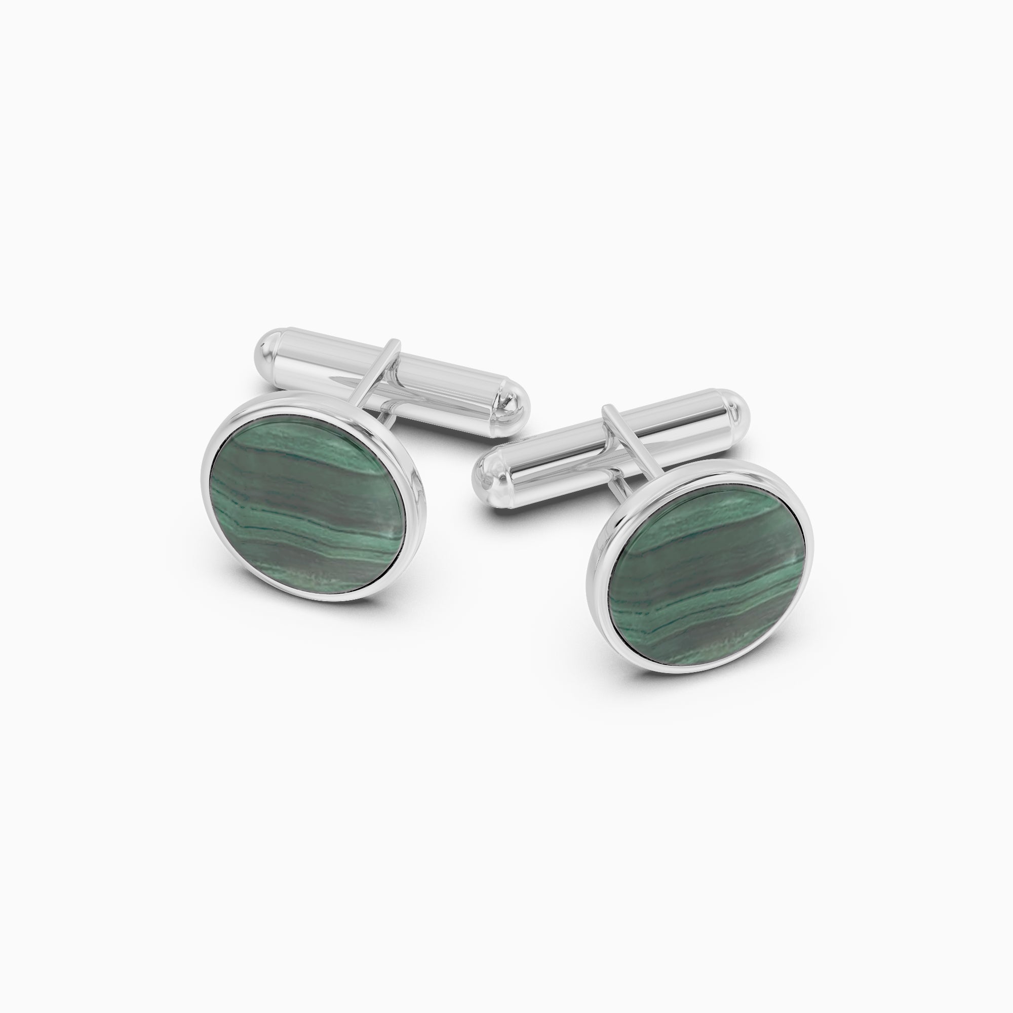 Men's Malachite Silver Cufflinks