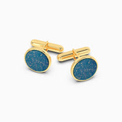 Men's Blue Lapis Lazuli Silver Cufflinks- Gold Plated