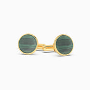 Men's Malachite Silver Cufflinks - Gold Plated