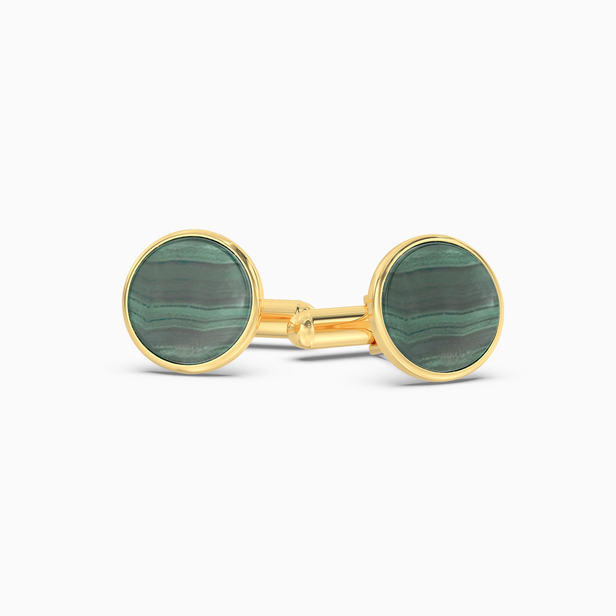 Men's Malachite Silver Cufflinks - Gold Plated