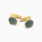 Men's Malachite Silver Cufflinks - Gold Plated