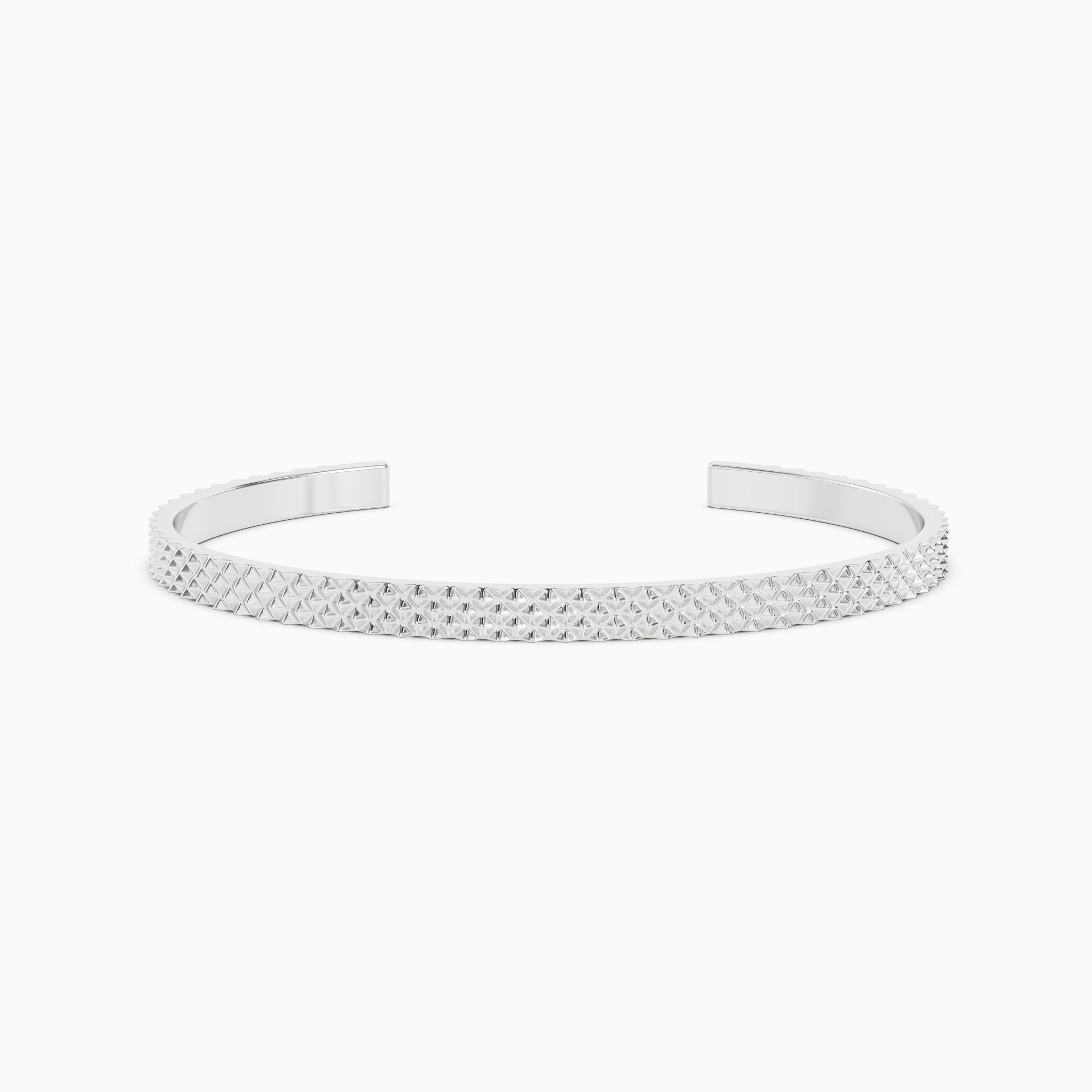 Men Sterling Silver Diamond Point Cuff Bracelet