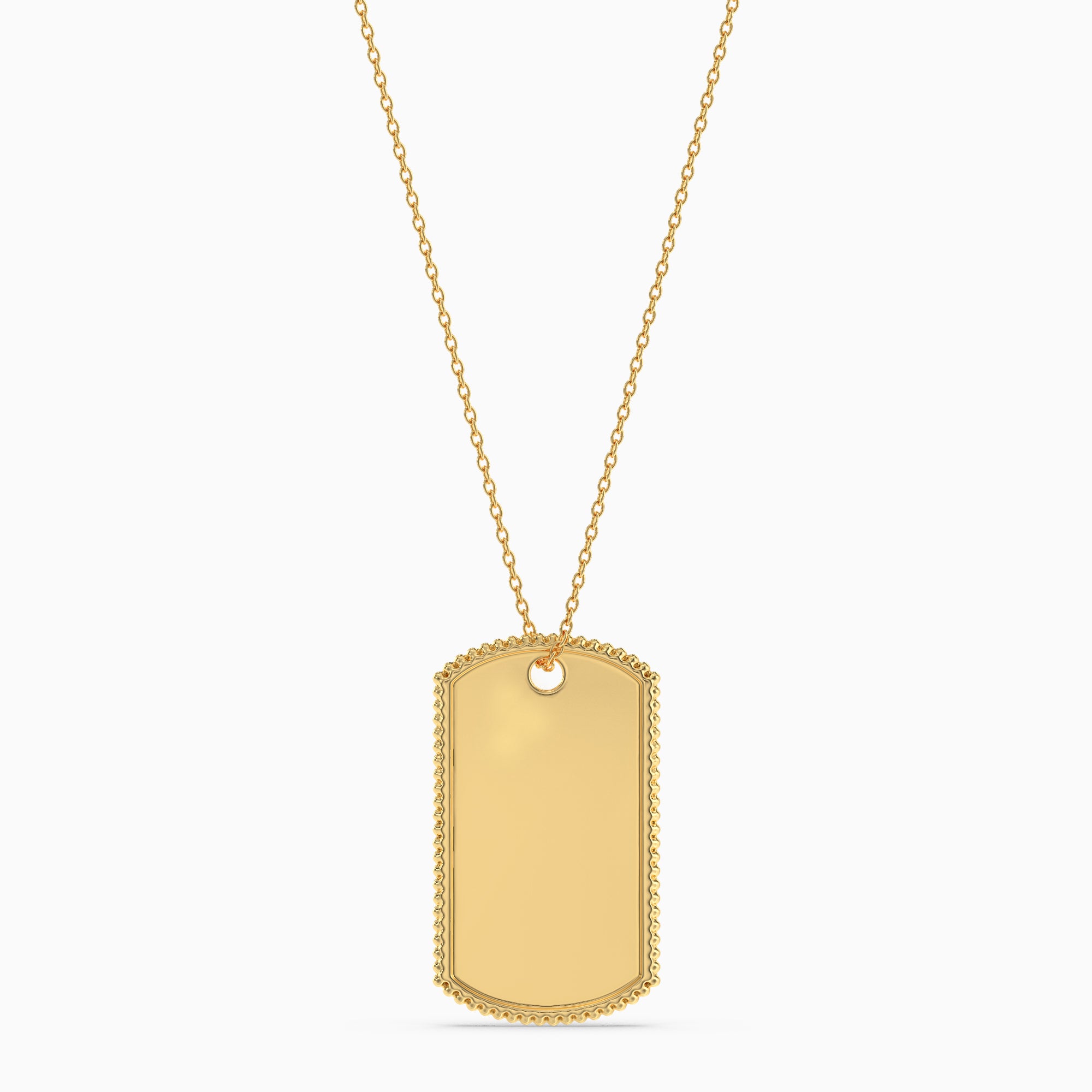 Men Coin Edge ID Dog Tag Pendant-Gold Plated