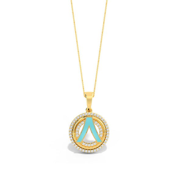 Alokki A CZ and Turquoise Circle Pendant