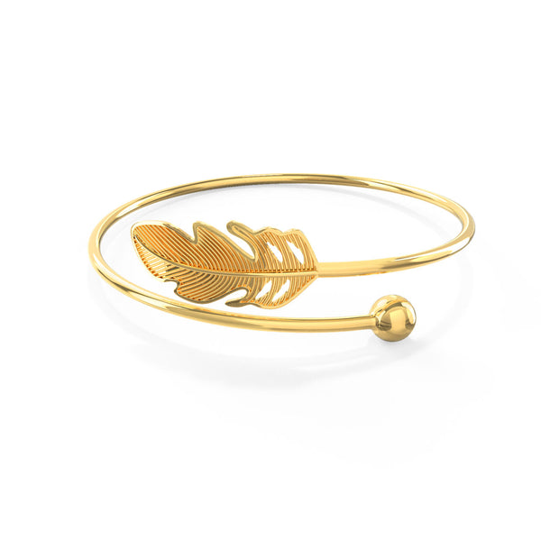 Boho Dream Feather Open Bracelet-Gold Plated