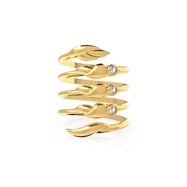 Romantic Floral Spiral Ring - Gold Plated