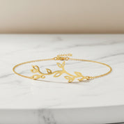Romantic Floral Olive Leaf Vine Bracelet