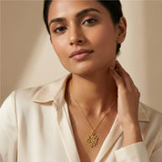 Romantic Floral Neam Leaf Pendant- Gold Plated