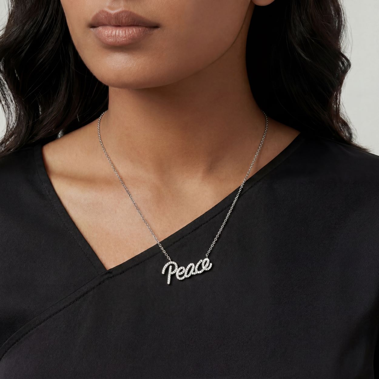 Graffiti Peace Pendant With CZ