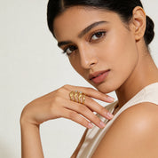 Romantic Floral Spiral Ring - Gold Plated