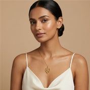 Romantic Floral Neam Leaf Pendant- Gold Plated