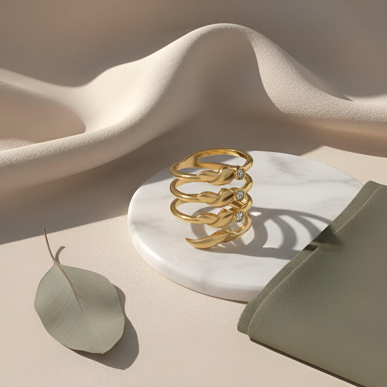 Romantic Floral Spiral Ring - Gold Plated