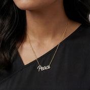 Graffiti Peace Pendant With CZ