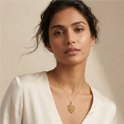 Romantic Floral Neam Leaf Pendant- Gold Plated