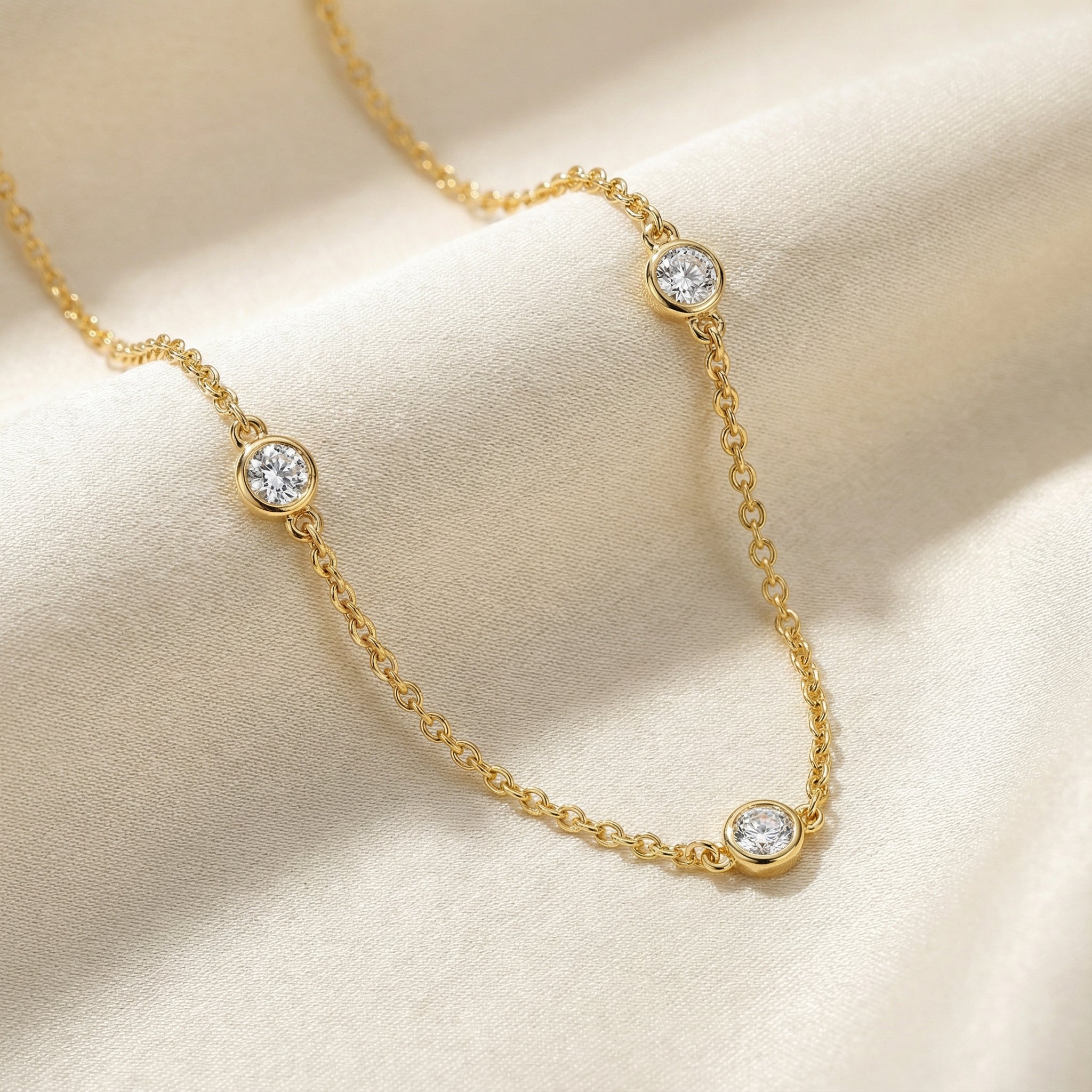 CZ Yard Necklace-Gold Plated