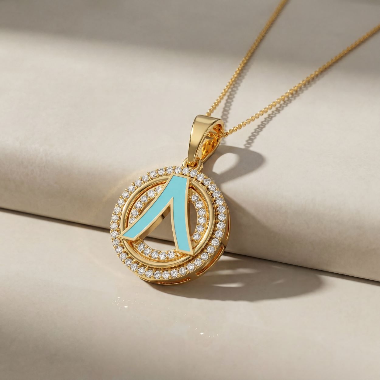 Alokki A CZ and Turquoise Circle Pendant