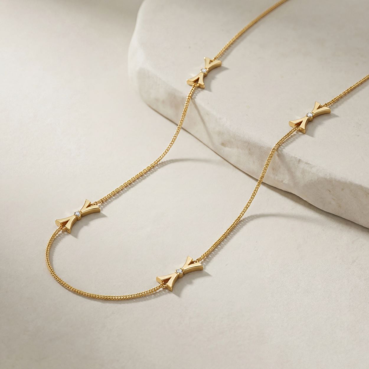 Alokki A1 CZ Stone Station Necklace