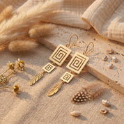 Alokki Boho Dream Square Spiral Hook Earrings