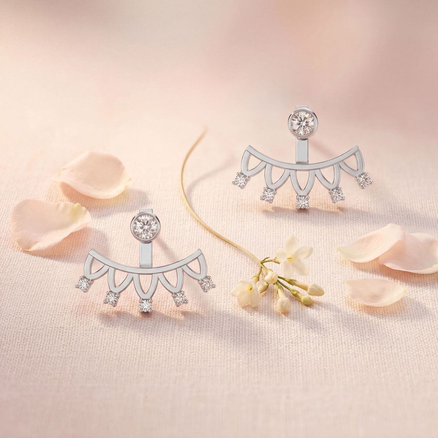 Romantic Floral Front Back Stud Earrings