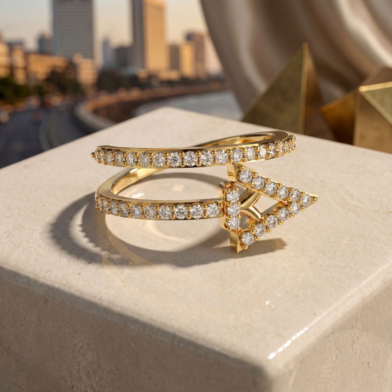 Alokki A CZ Square Wrap Ring