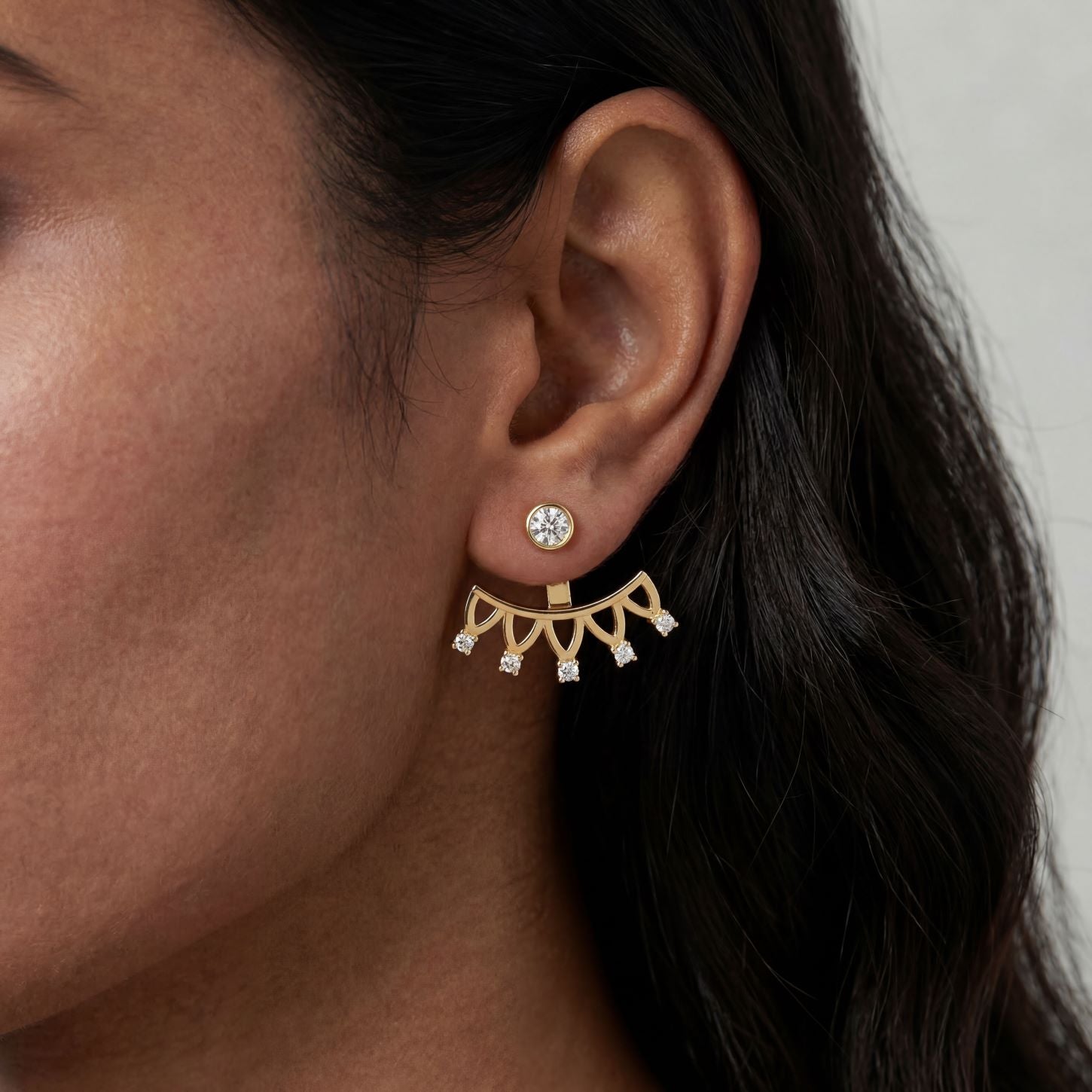Romantic Floral Petals Front Back Stud Earrings