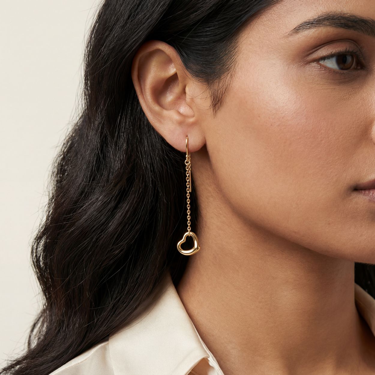 Open Heart Drop Earrings