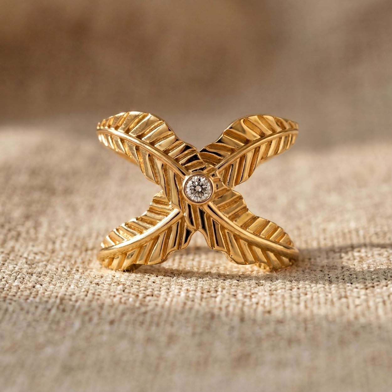 Alokki Boho Dream Criss Cross Feather Ring