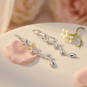 Alokki Romantic Floral Olive Leaf Vine Drop Earrings