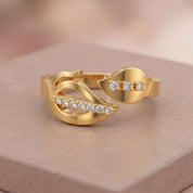 Romantic Floral Leaf Bypass Ring