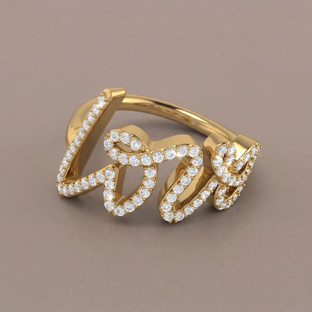 Grafiti Love ring With CZ