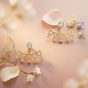 Romantic Floral Petals Front Back Stud Earrings