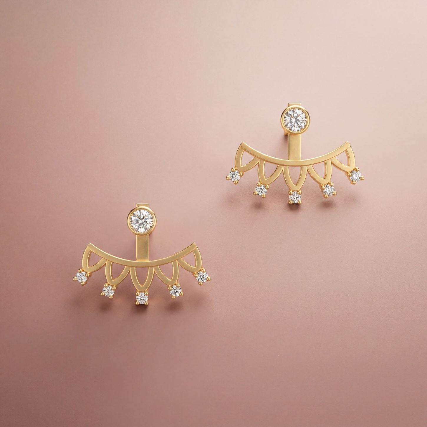 Romantic Floral Petals Front Back Stud Earrings