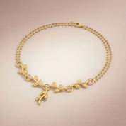 Romantic Floral Olive leaf vine anklets