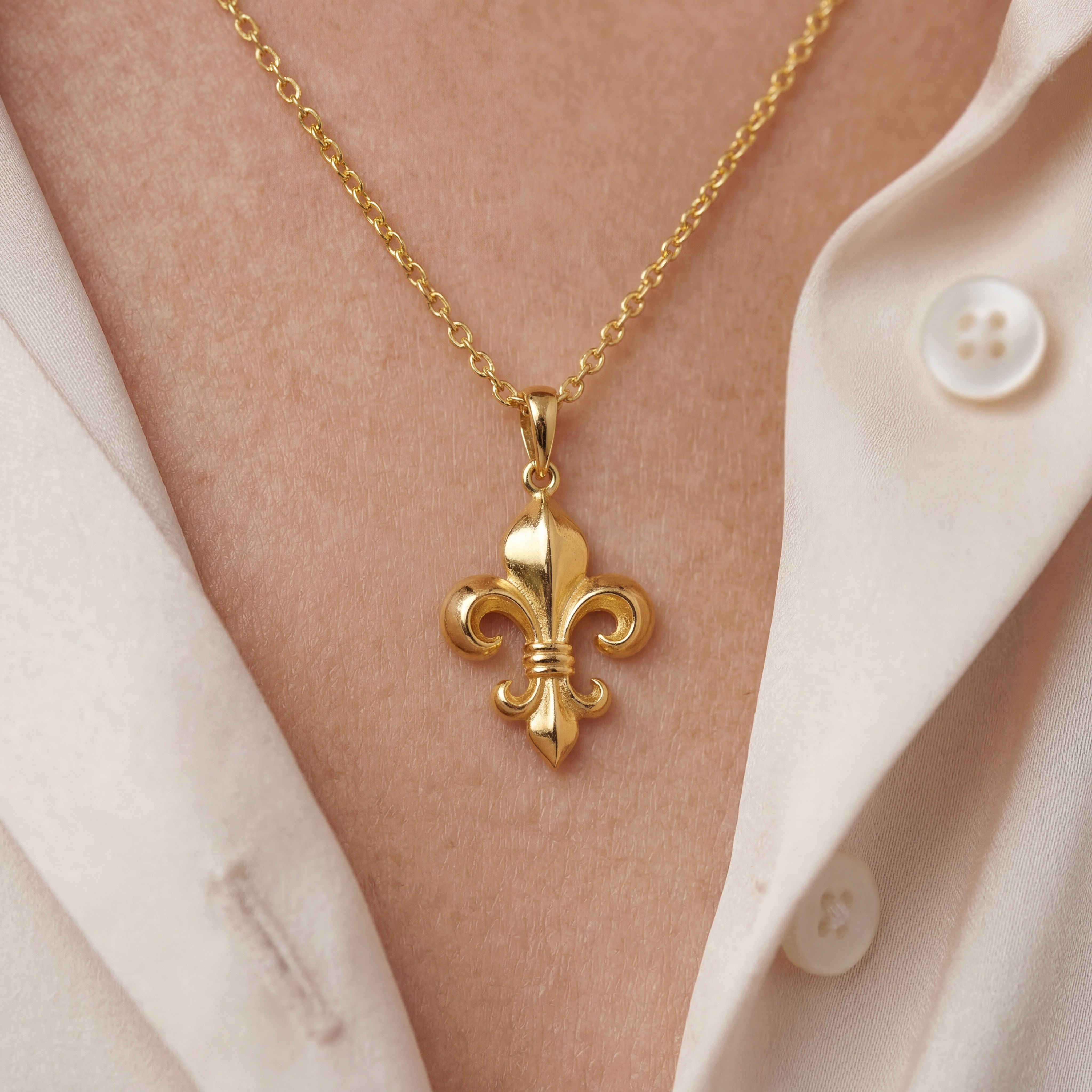 Romantic Floral Fleur De Lis Pendant