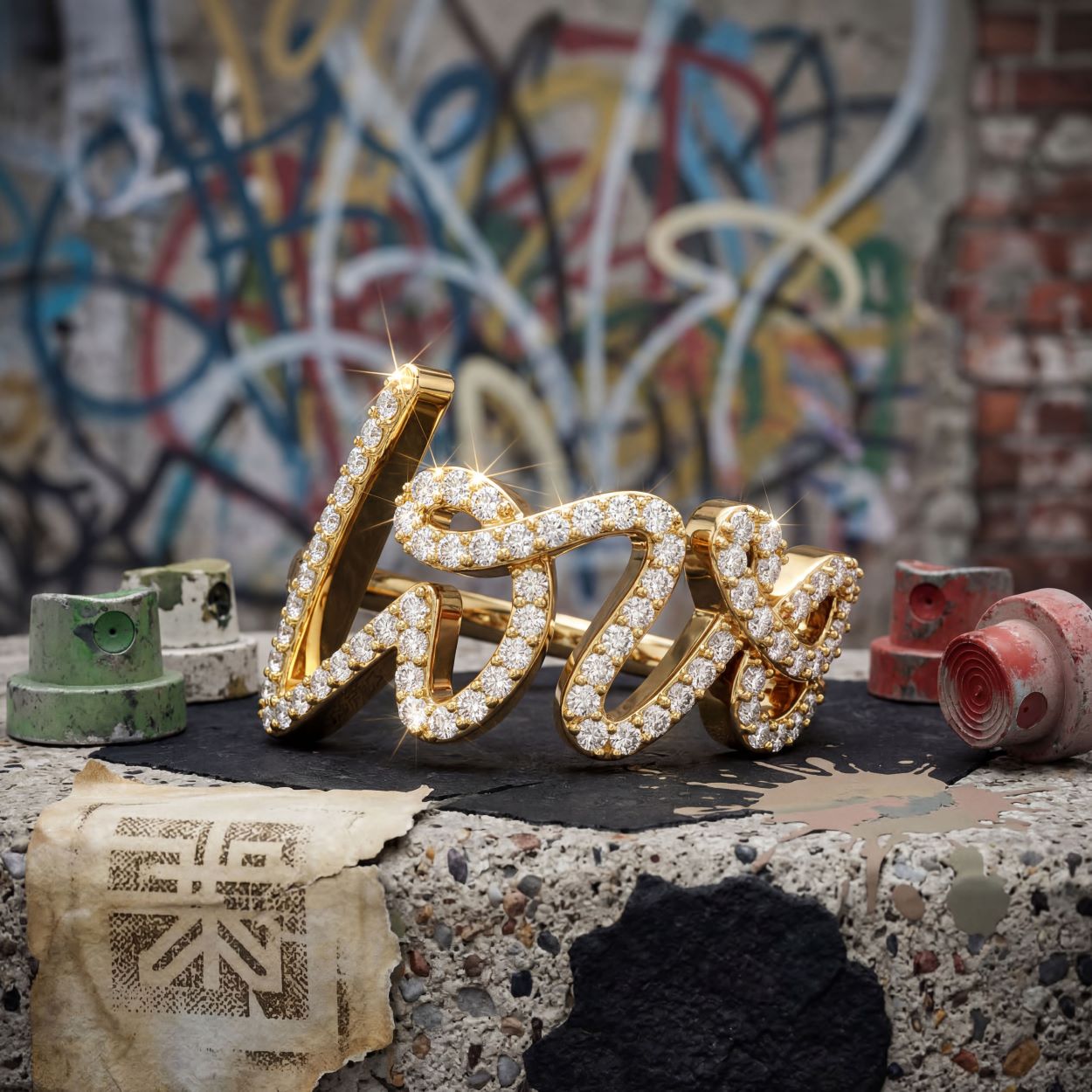 Grafiti Love ring With CZ