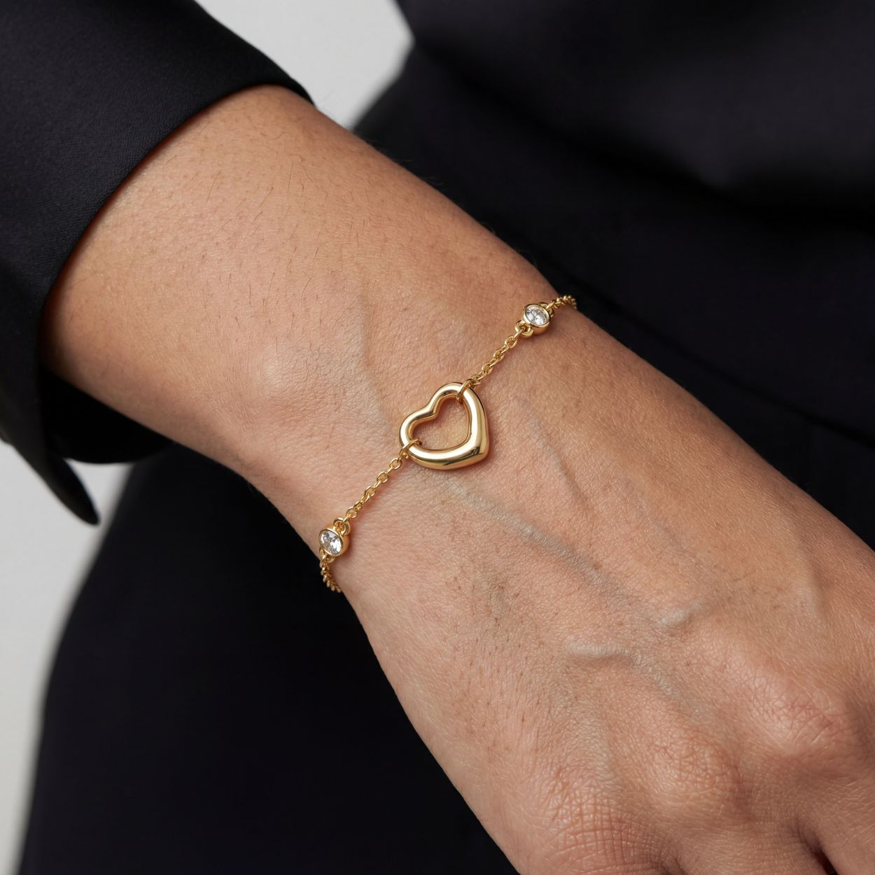 CZ By The Yard Open Heart Bracelet
