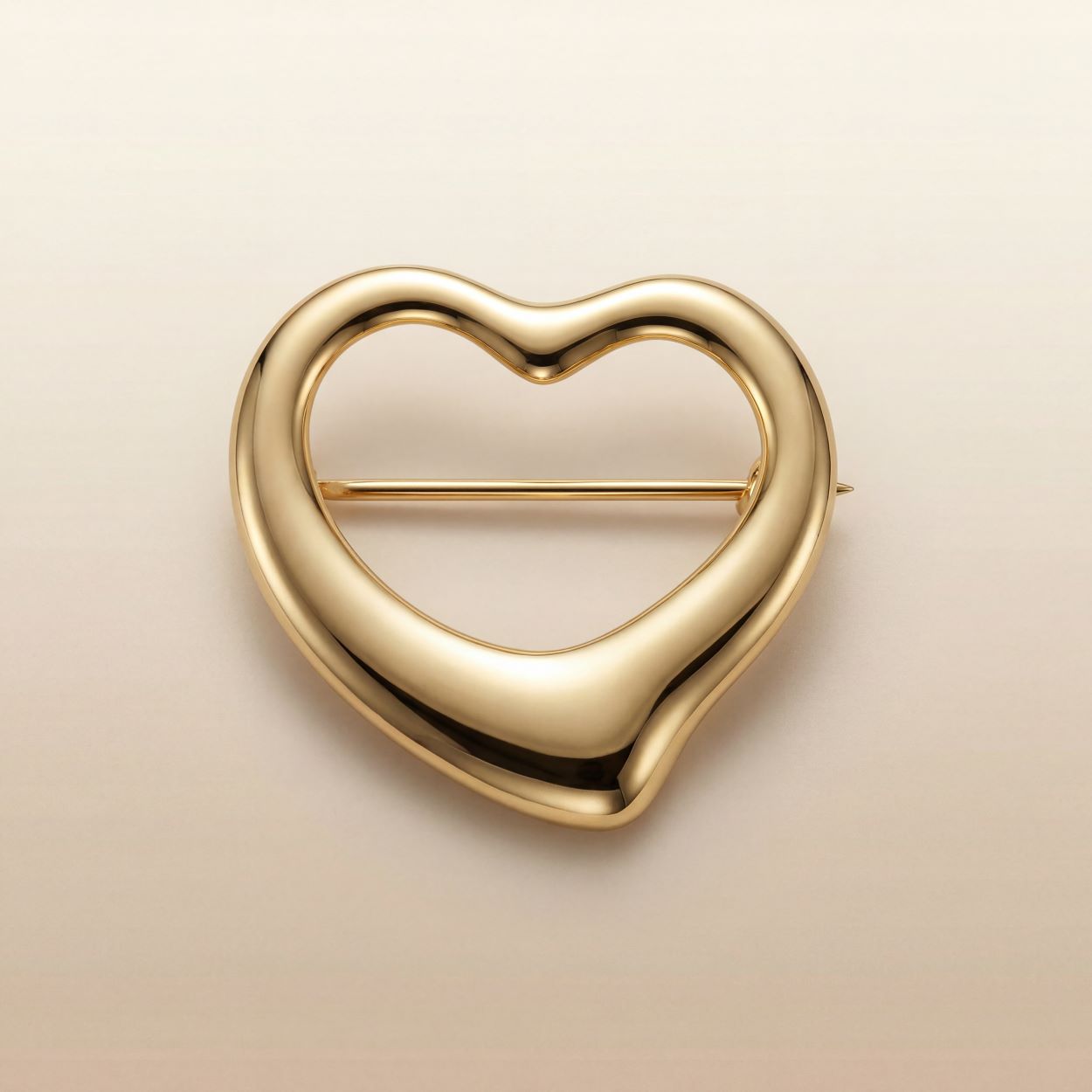 Open Heart Brooch - Gold Plated