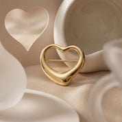 Open Heart Brooch - Gold Plated