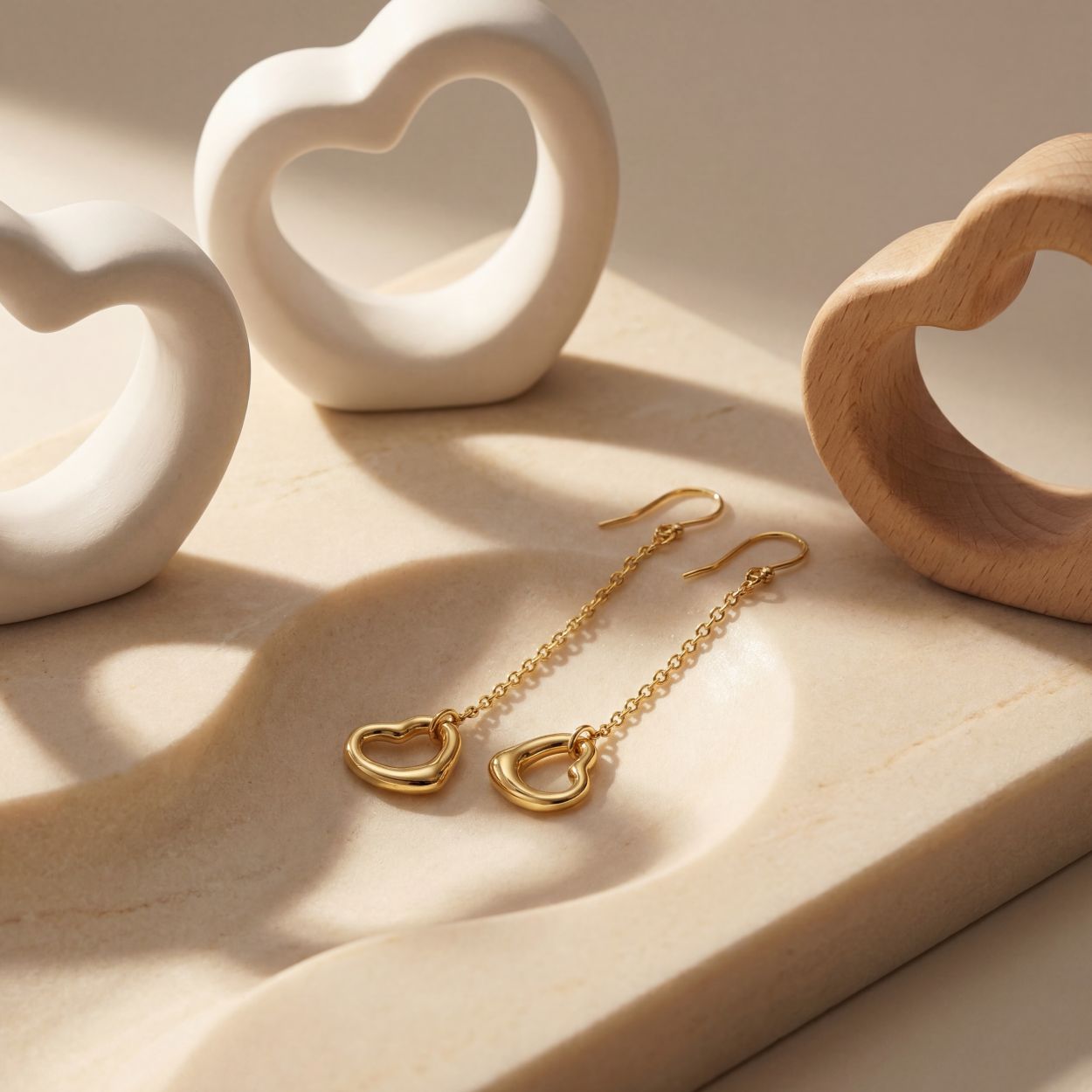 Open Heart Drop Earrings