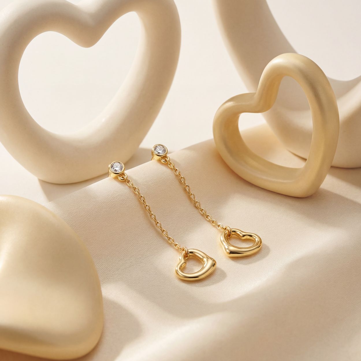 CZ By The Yard Open Heart Earrings