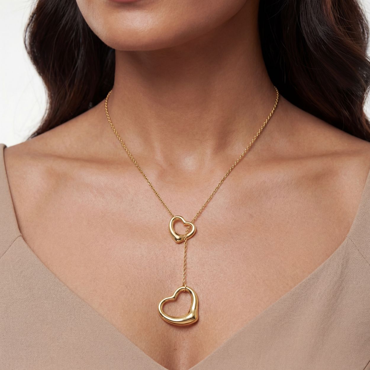 Open Heart Lariat Necklace