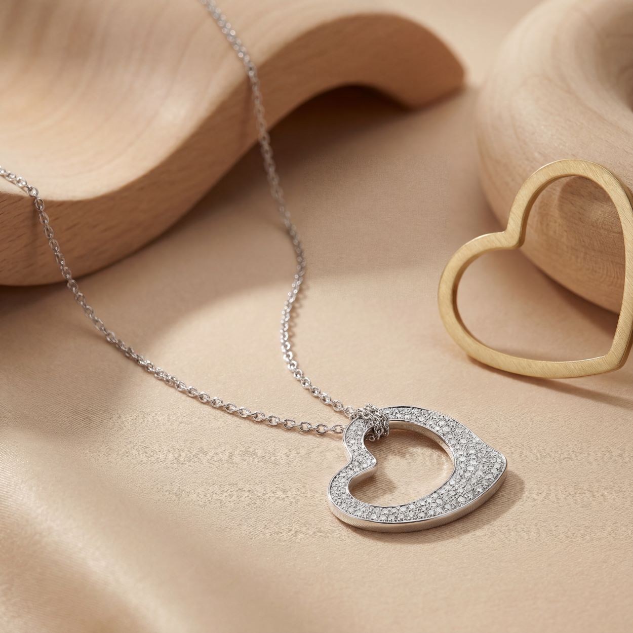 Open Heart Pendant with CZ