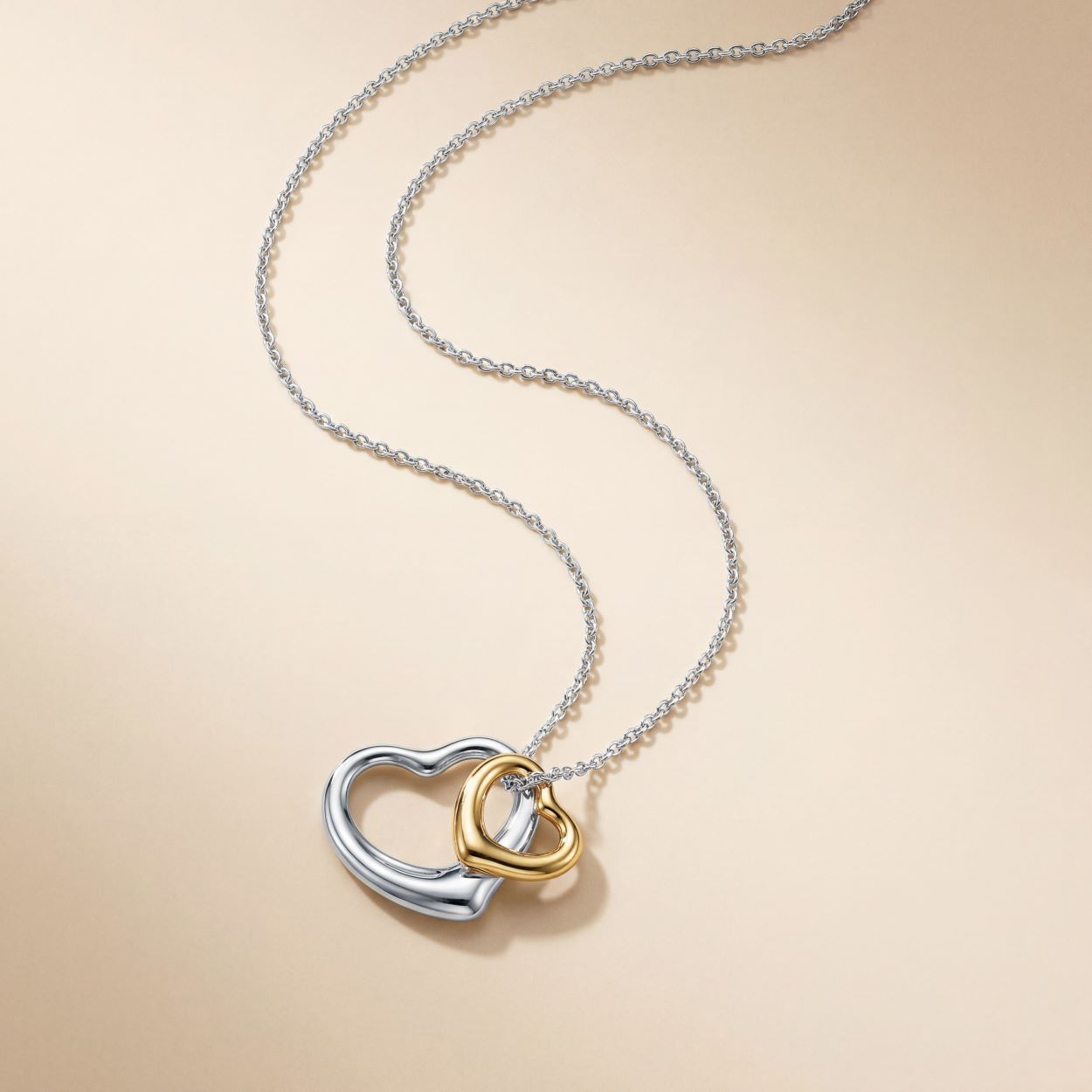 Open Heart Pendant in sterling silver and with 18K Yellow Gold Plated