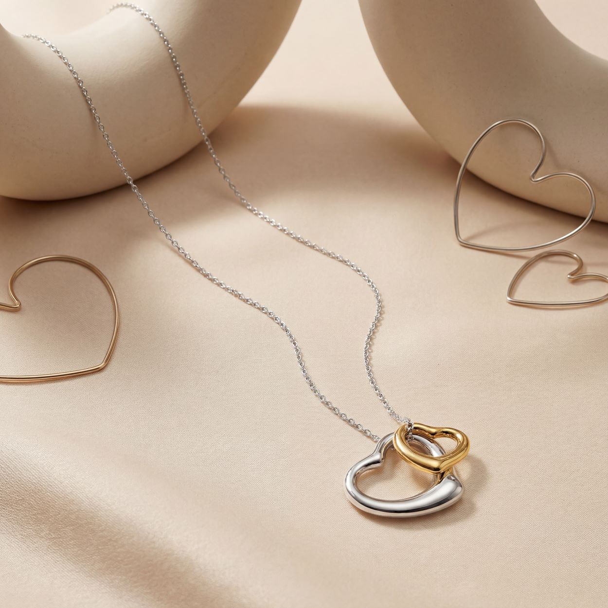 Open Heart Pendant in sterling silver and with 18K Yellow Gold Plated