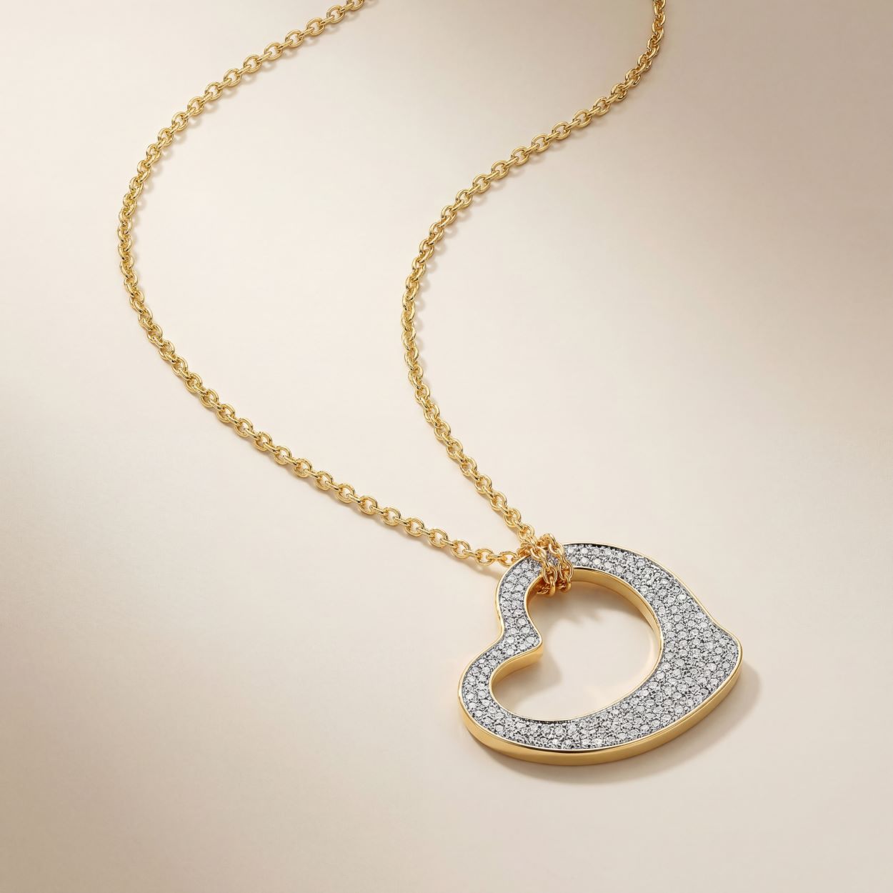 Open Heart Pendant with CZ